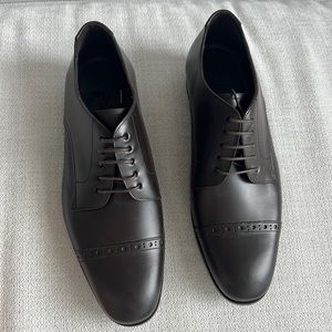 Jimmy Choo Prescott Men’s Cap-Toe Dark Brown Lace-Up Oxford Dress Shoes